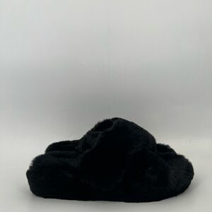 H&M Faux Fur Platform Criss Cross Fuzzy Soft Slippers